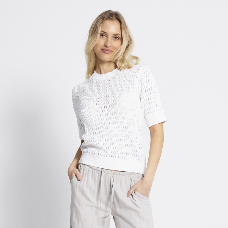 Crochet knit tee "Viola" White